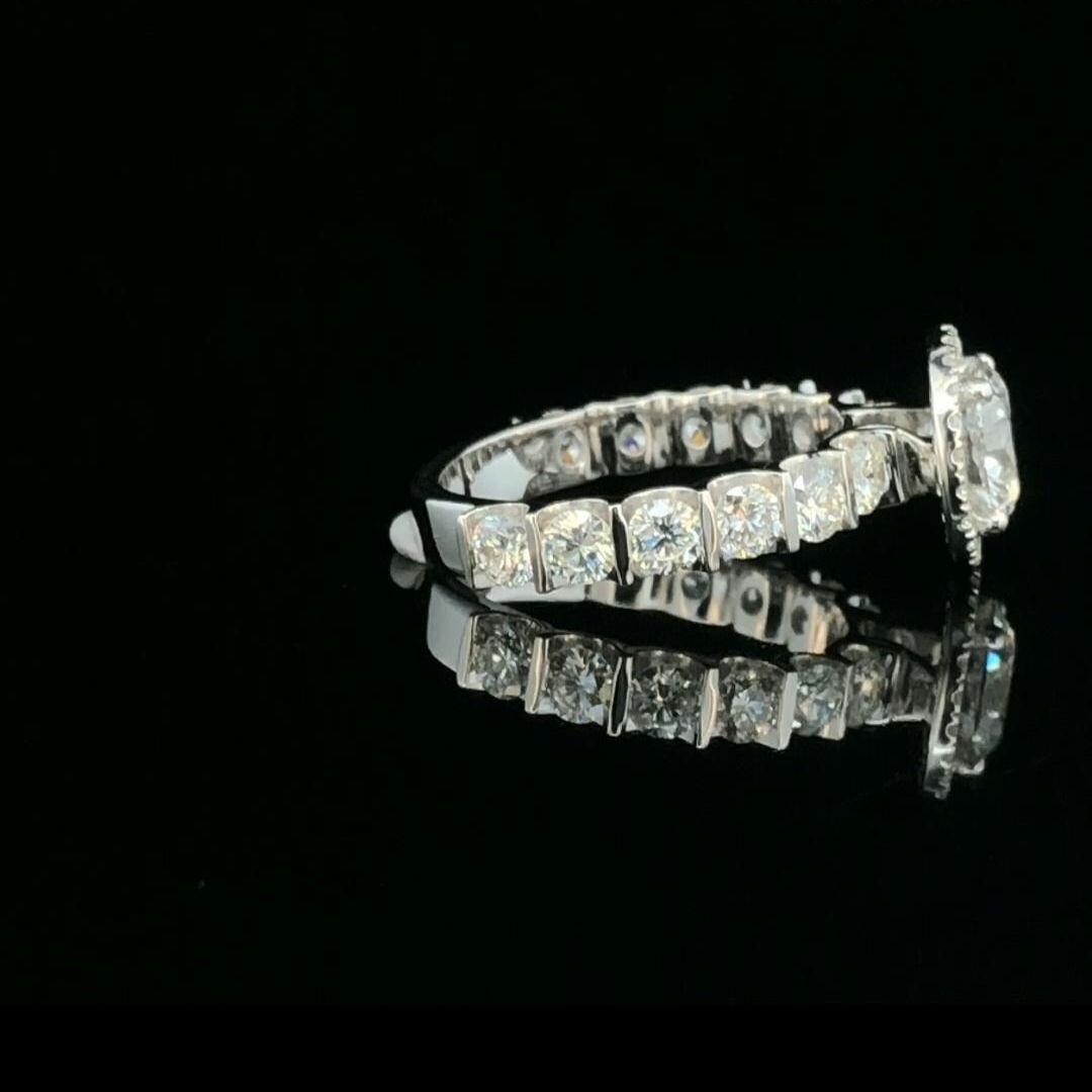 Lab Grown Diamond Halo Engagement Ring: 2.85Ct, 14K Solid Gold, SGL Certified
