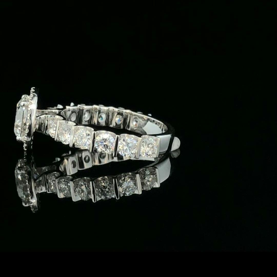 Lab Grown Diamond Halo Engagement Ring: 2.85Ct, 14K Solid Gold, SGL Certified