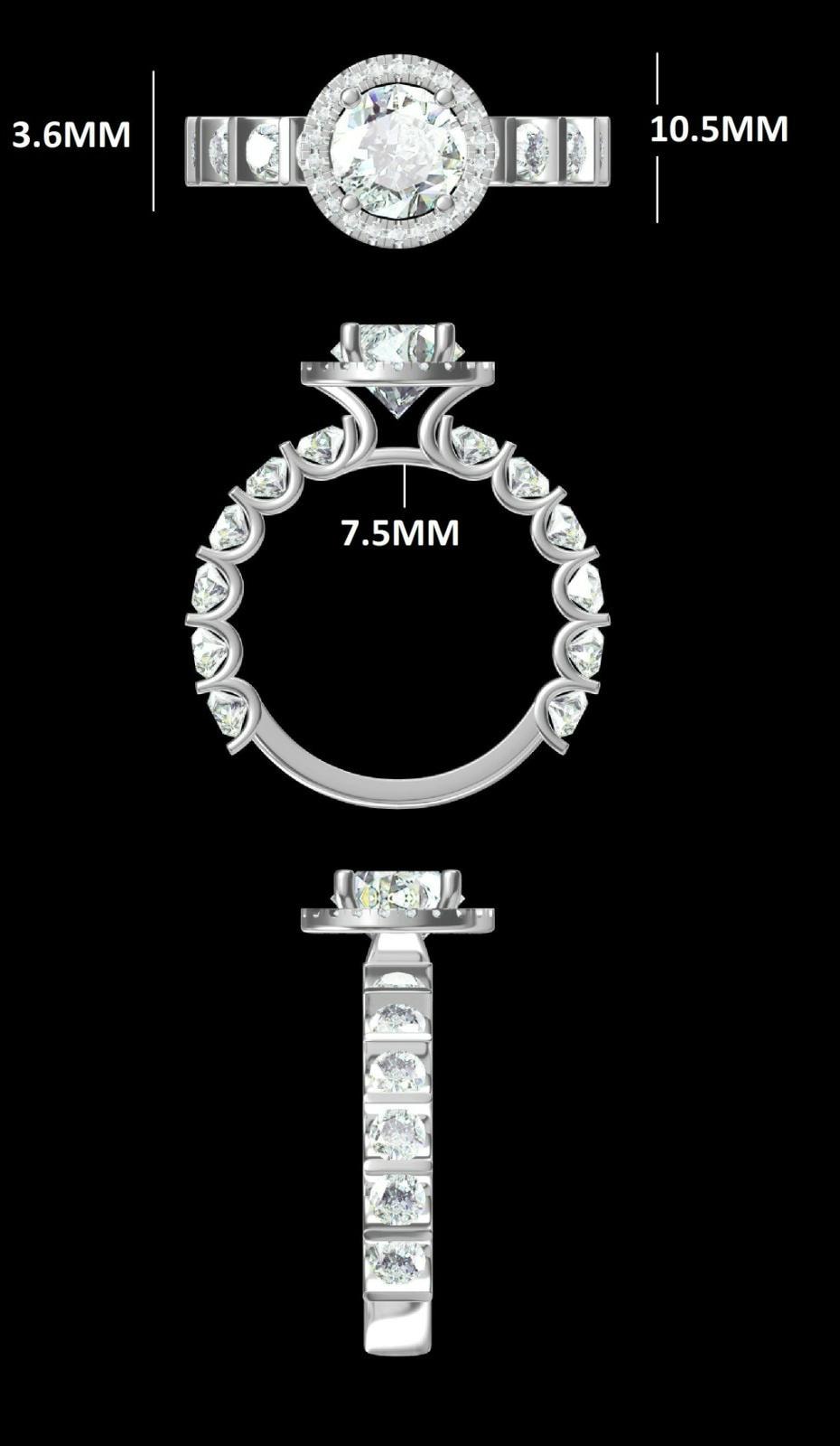 Lab Grown Diamond Halo Engagement Ring: 2.85Ct, 14K Solid Gold, SGL Certified