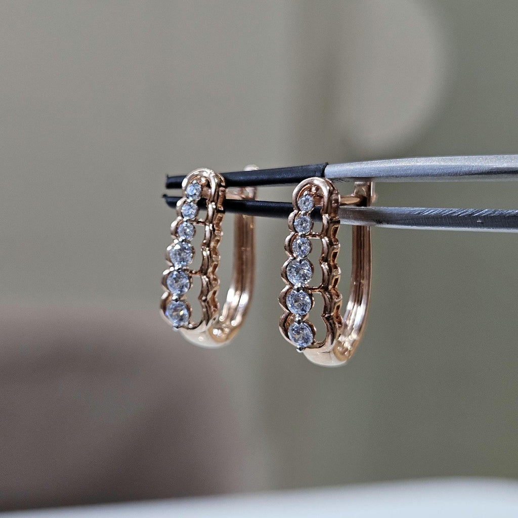 14K Gold Lab Grown Diamond Huggie Earrings | Dangle Hoops