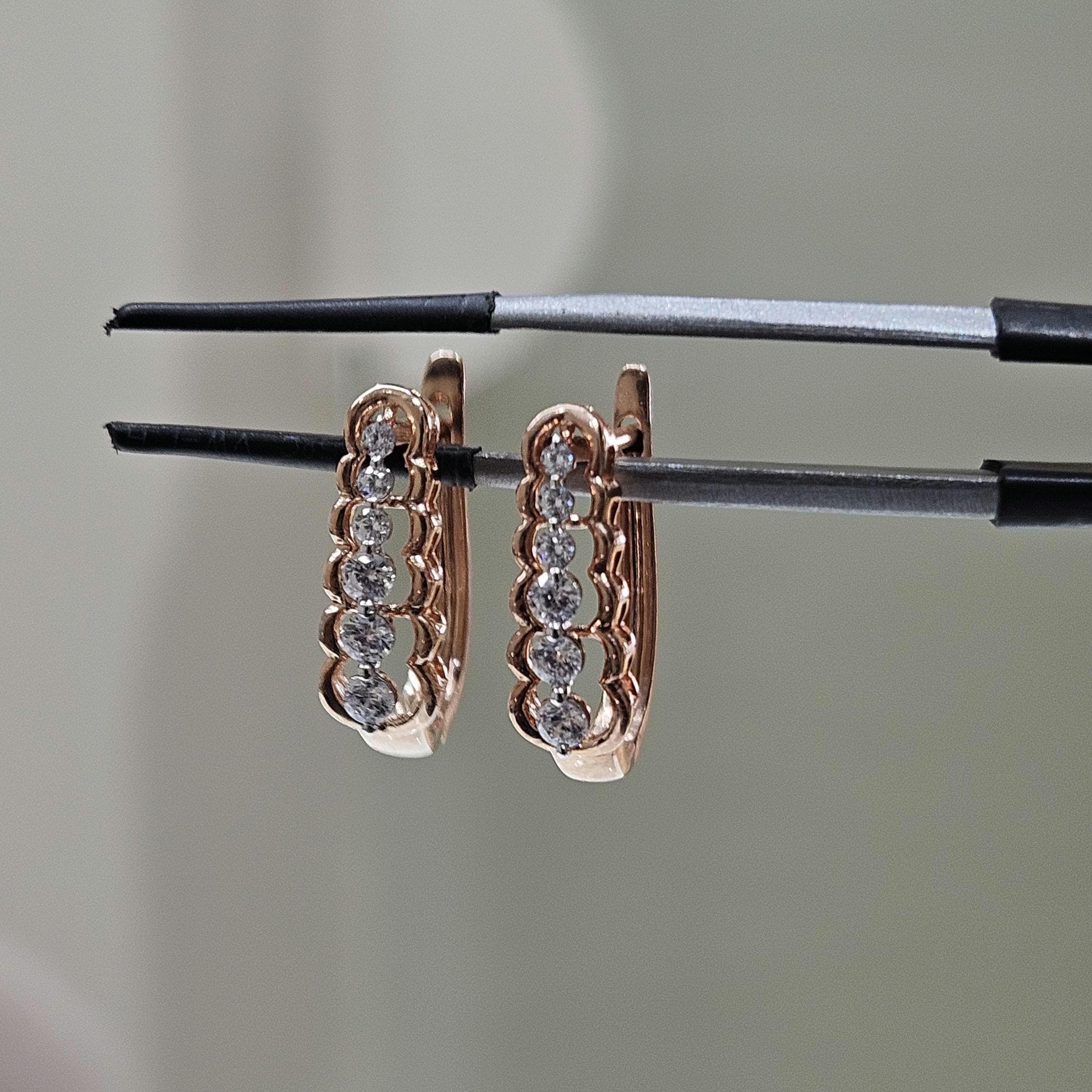 14K Gold Lab Grown Diamond Huggie Earrings | Dangle Hoops