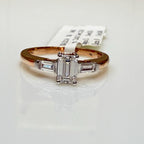 14K Gold Emerald Cut Lab Grown Diamond Ring | Three Stone Engagement Ring