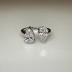 Lab Grown Diamond Toi et Moi Ring | 14K Gold Pear Cut Engagement Ring