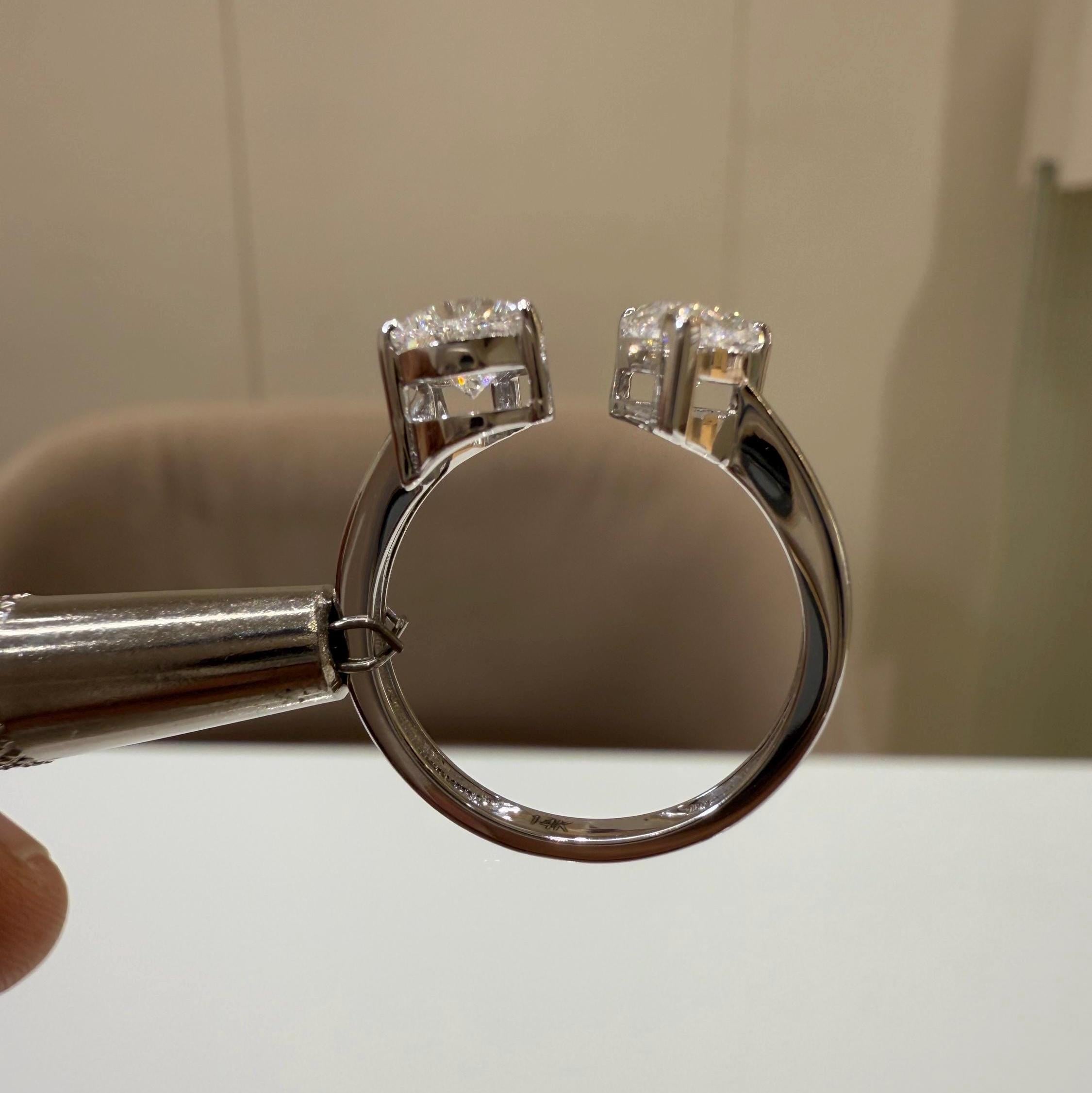 Lab Grown Diamond Toi et Moi Ring | 14K Gold Pear Cut Engagement Ring