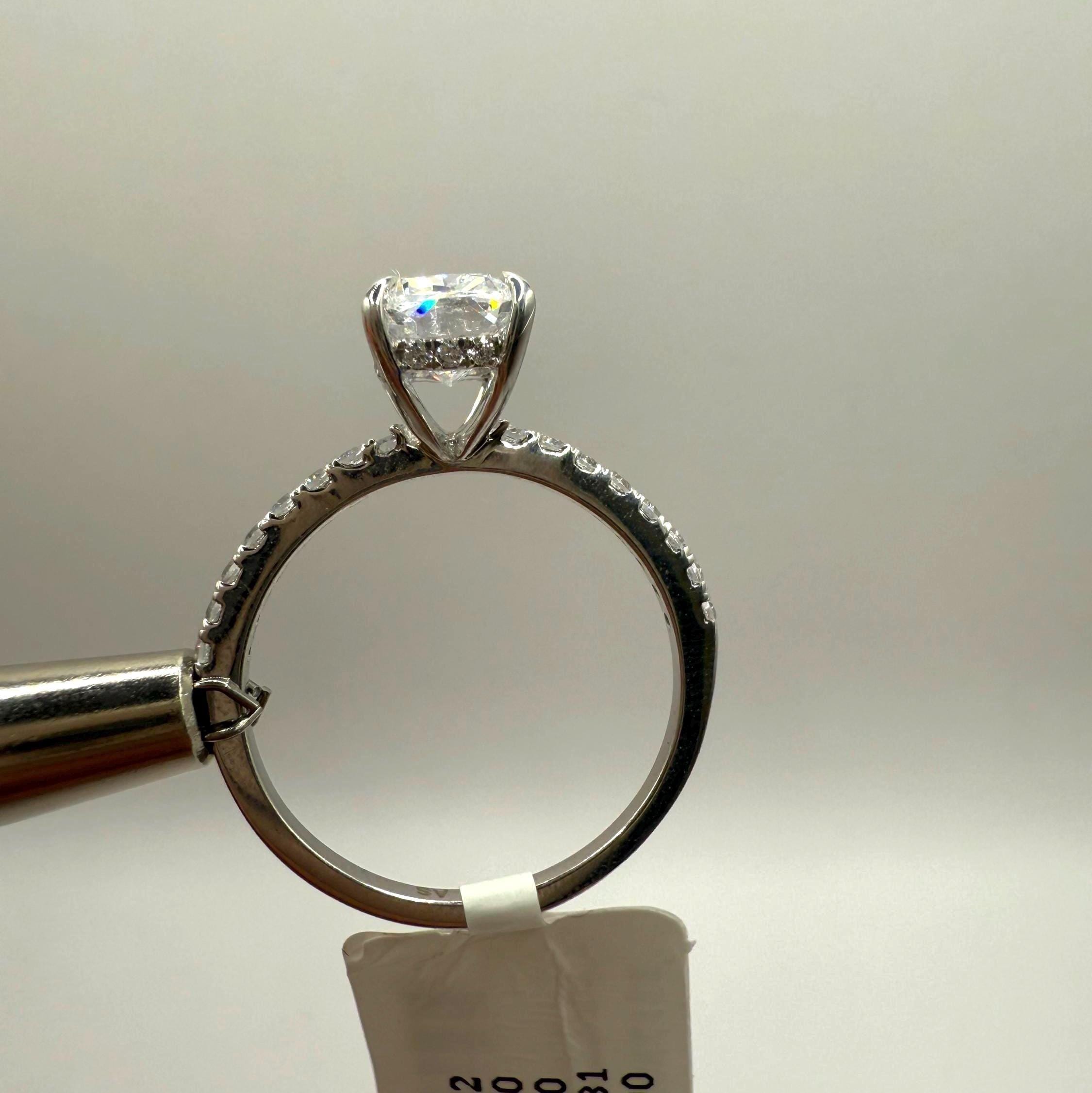 Elongated Cushion Lab Grown Diamond Ring | 14K Gold Hidden Halo Engagement Ring