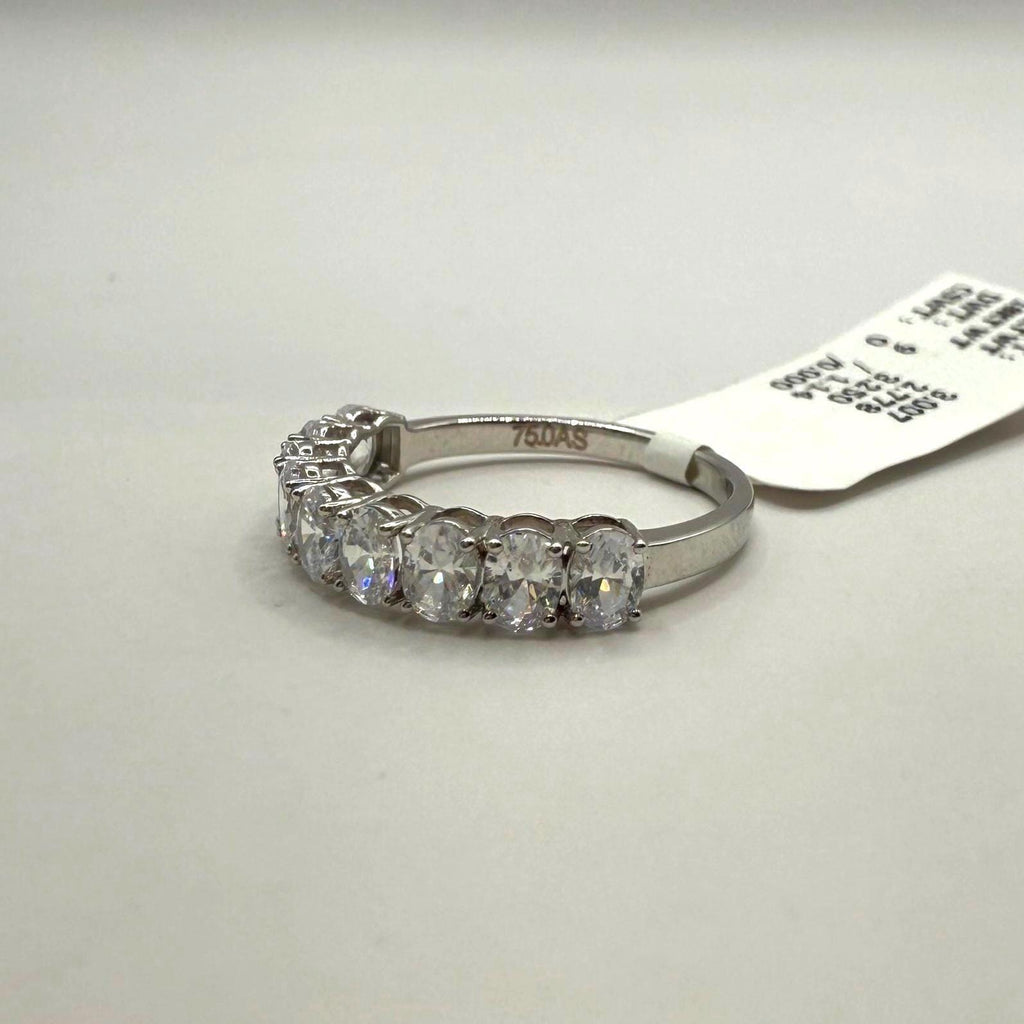 Oval Lab Grown Diamond Wedding Band: 14K Gold Half Eternity Ring