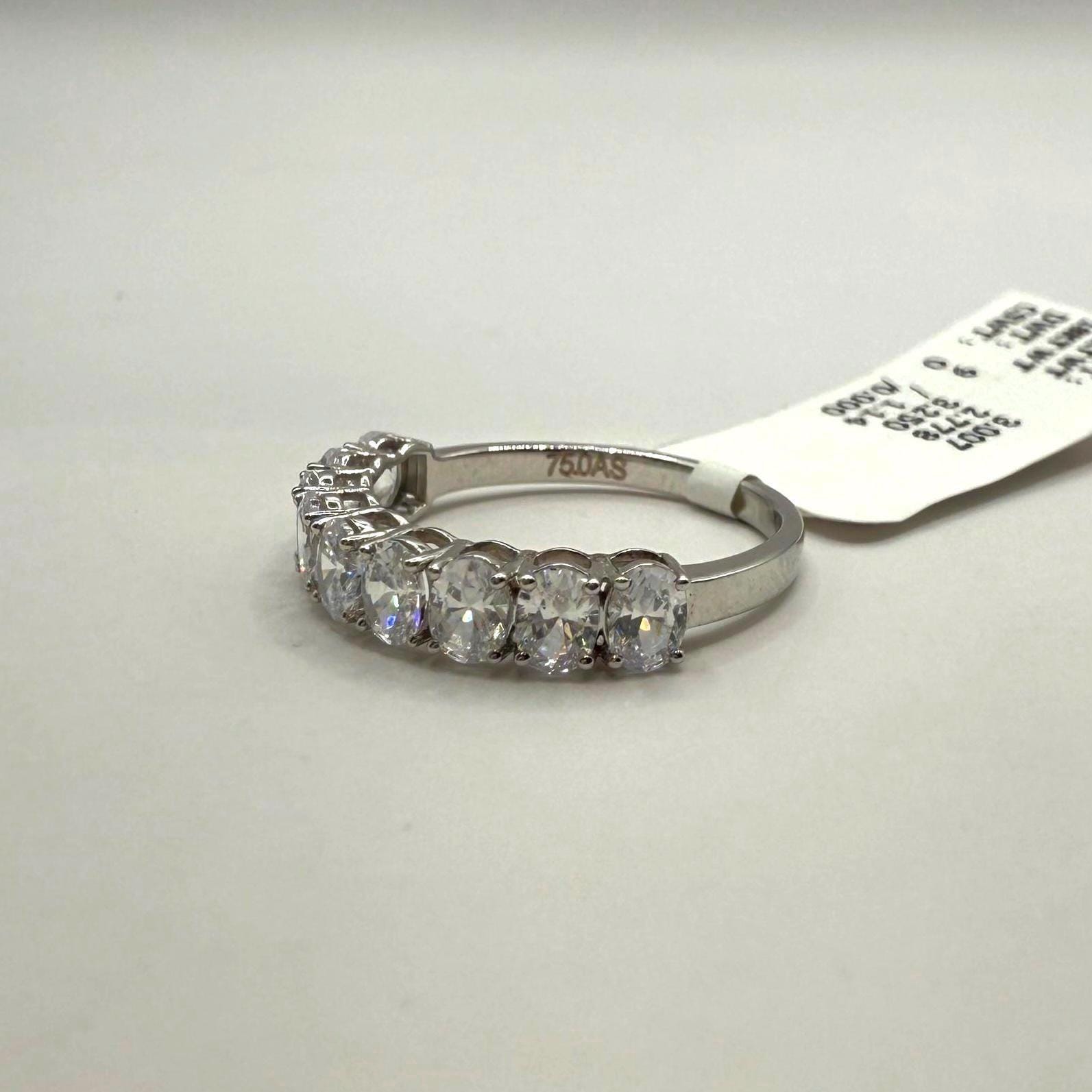 Oval Lab Grown Diamond Wedding Band: 14K Gold Half Eternity Ring