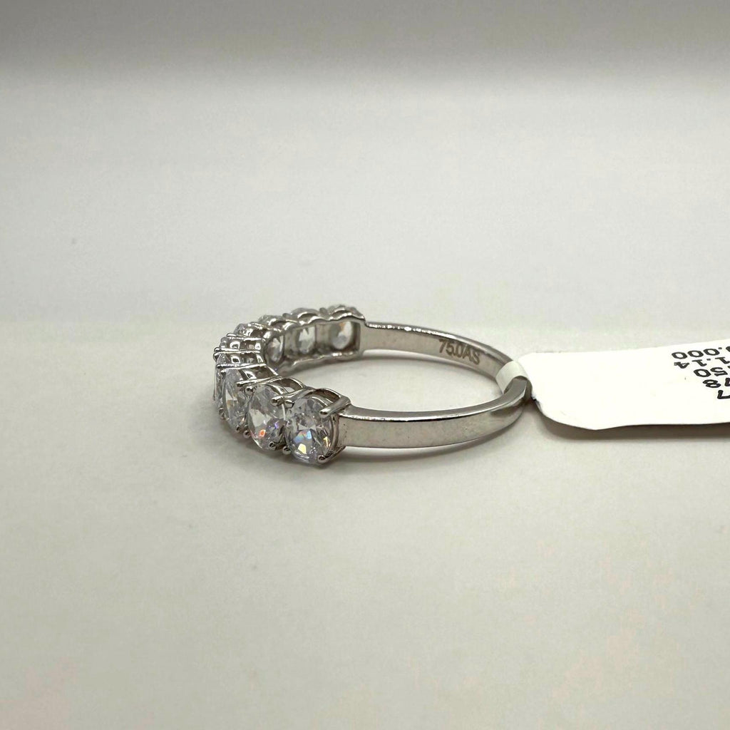Oval Lab Grown Diamond Wedding Band: 14K Gold Half Eternity Ring