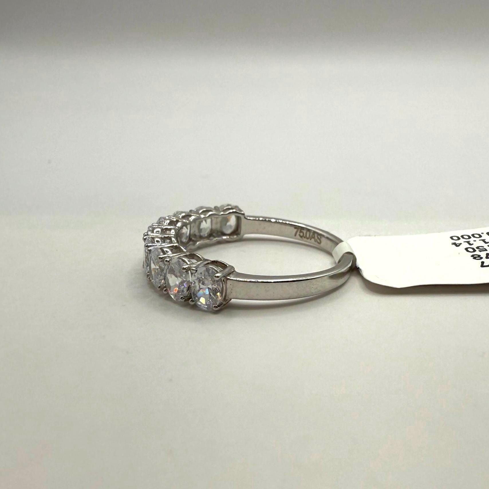 Oval Lab Grown Diamond Wedding Band: 14K Gold Half Eternity Ring