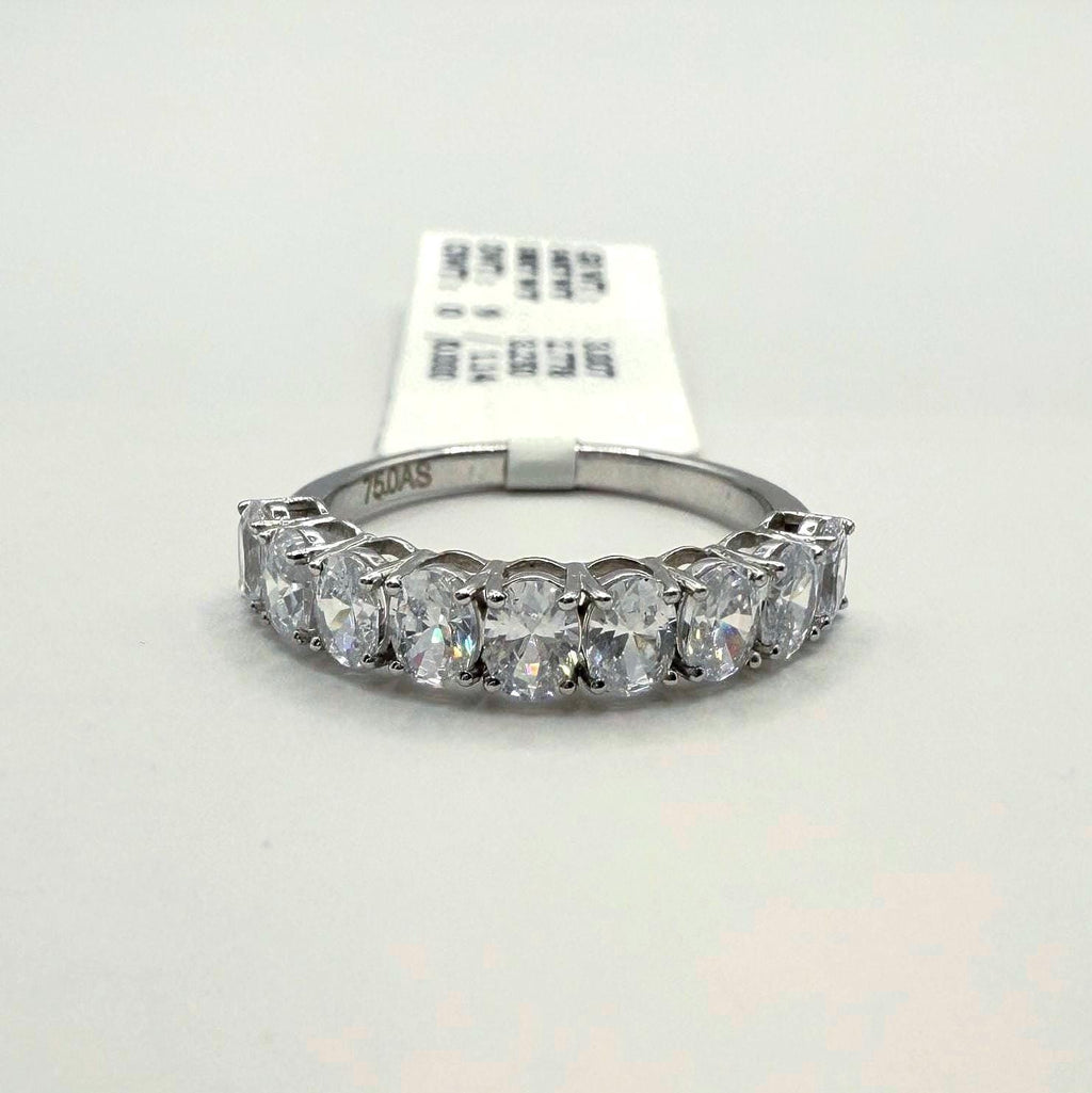 Oval Lab Grown Diamond Wedding Band: 14K Gold Half Eternity Ring