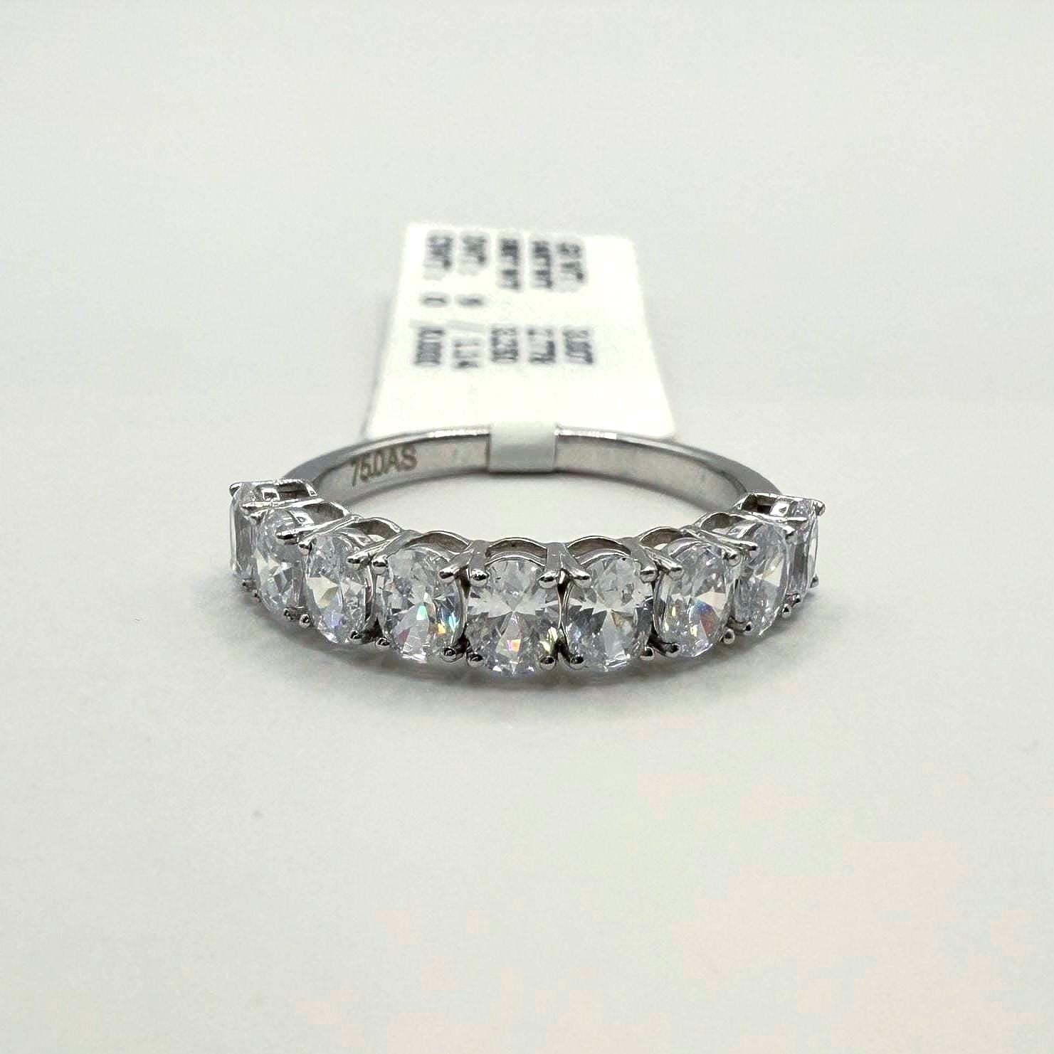 Oval Lab Grown Diamond Wedding Band: 14K Gold Half Eternity Ring
