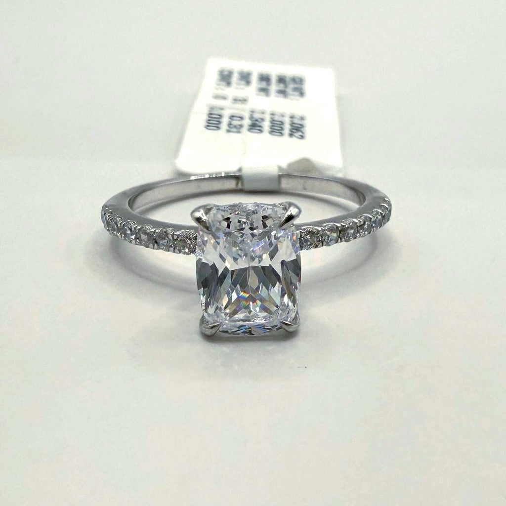 Elongated Cushion Lab Grown Diamond Ring | 14K Gold Hidden Halo Engagement Ring