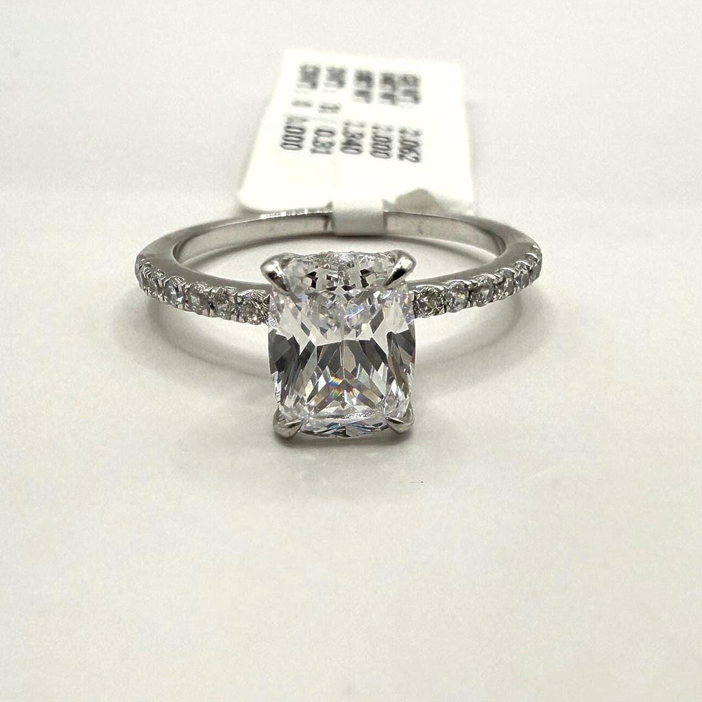 Elongated Cushion Lab Grown Diamond Ring | 14K Gold Hidden Halo Engagement Ring