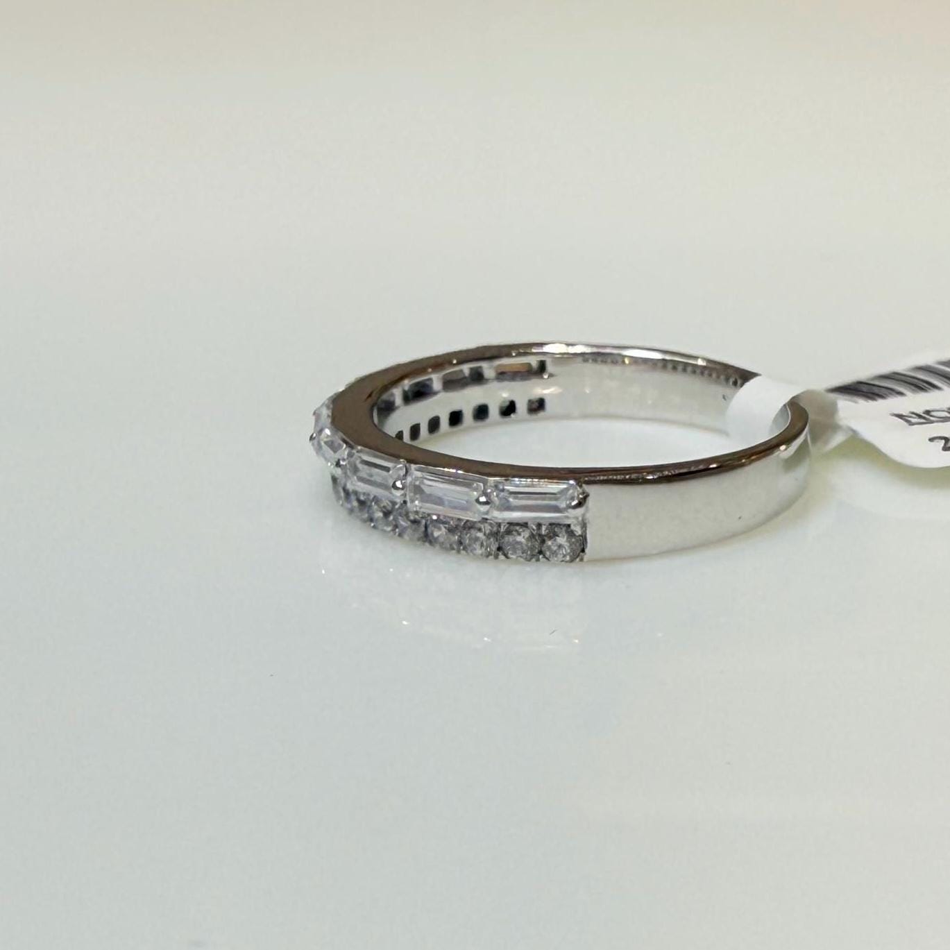 Lab Grown Diamond Wedding Band: 14K Gold Baguette & Round Half Eternity