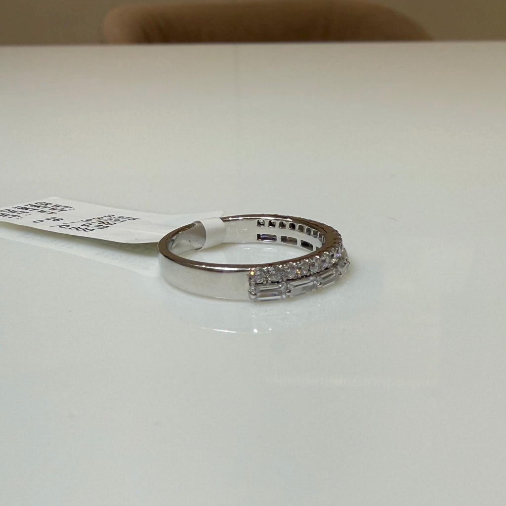 Lab Grown Diamond Wedding Band: 14K Gold Baguette & Round Half Eternity