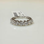 14K Gold Heart Cut Lab Diamond Wedding Band: 7 Stone Half Eternity Ring