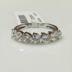 14K Gold Heart Cut Lab Diamond Wedding Band: 7 Stone Half Eternity Ring
