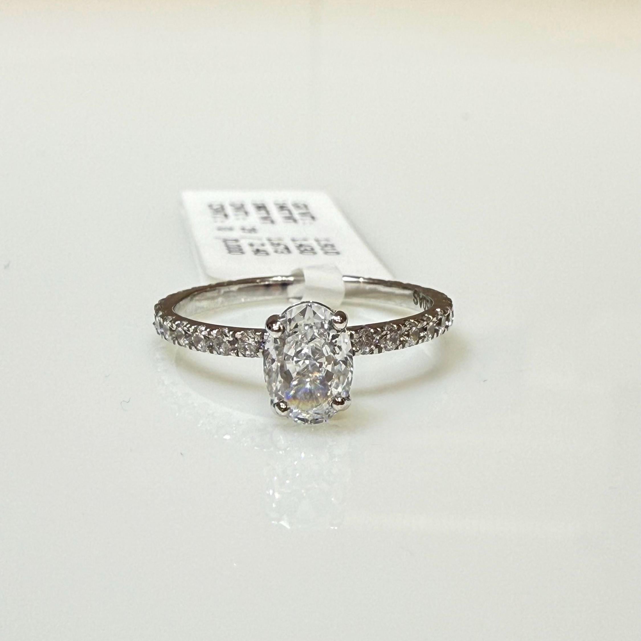 Oval Lab Diamond Engagement Ring: 14K Gold Wedding Band, IGI Certified