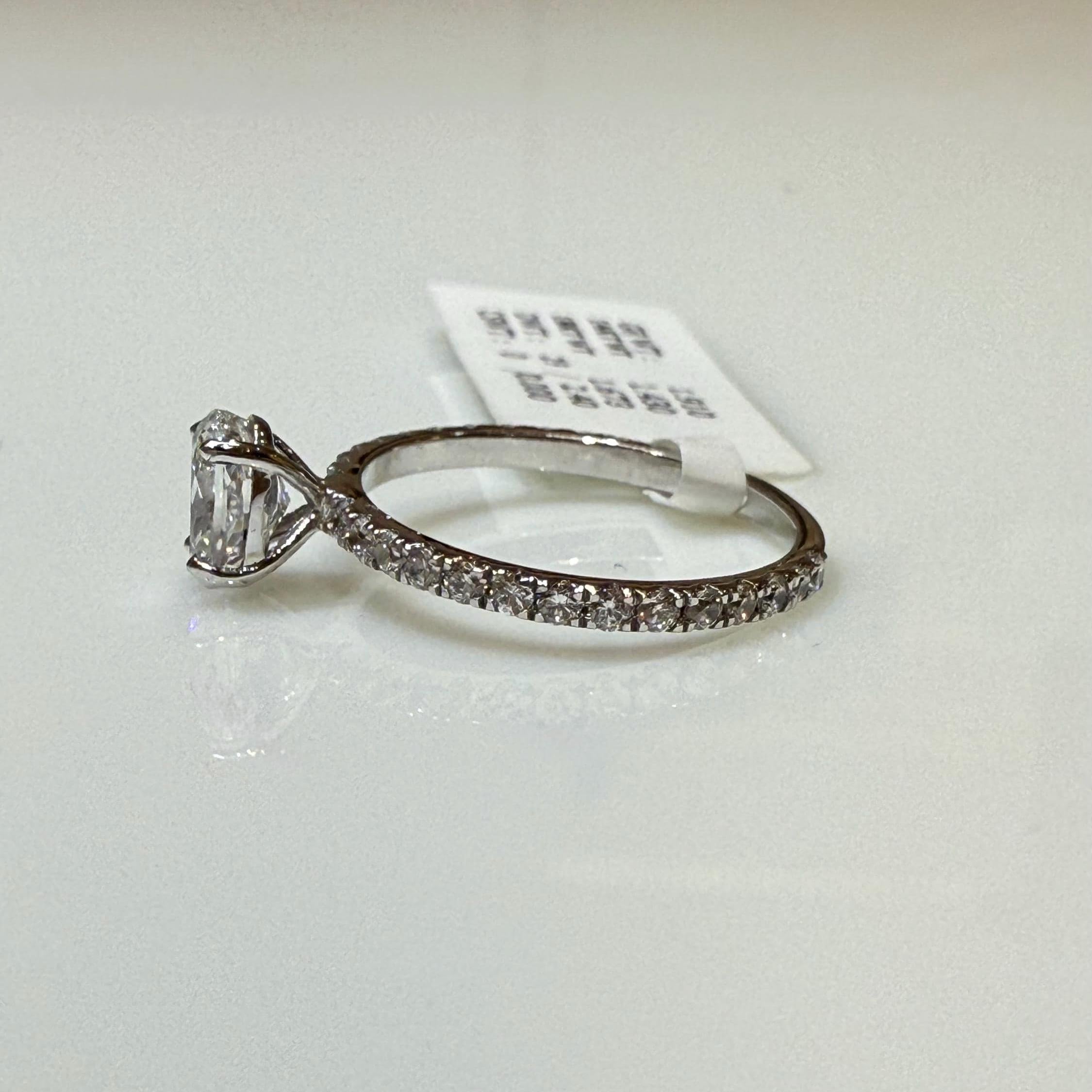 Oval Lab Diamond Engagement Ring: 14K Gold Wedding Band, IGI Certified