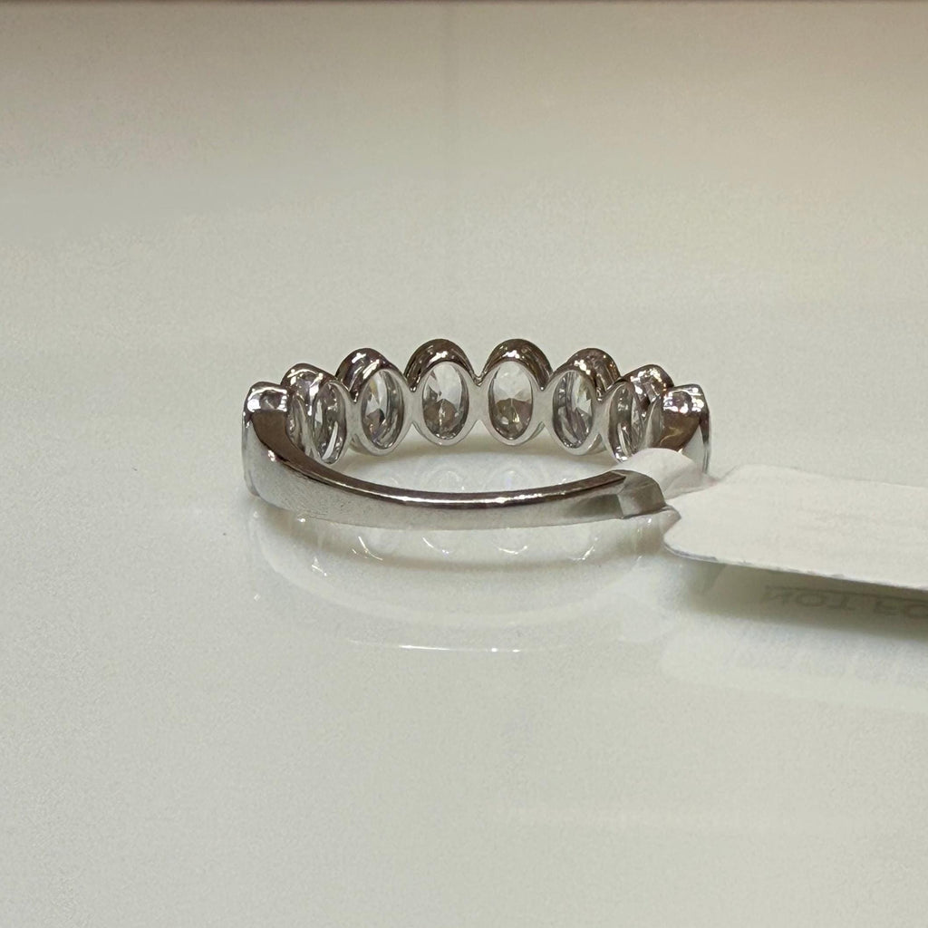 Oval Lab Grown Diamond Wedding Band: 14K Gold Bezel Set Stacking Ring