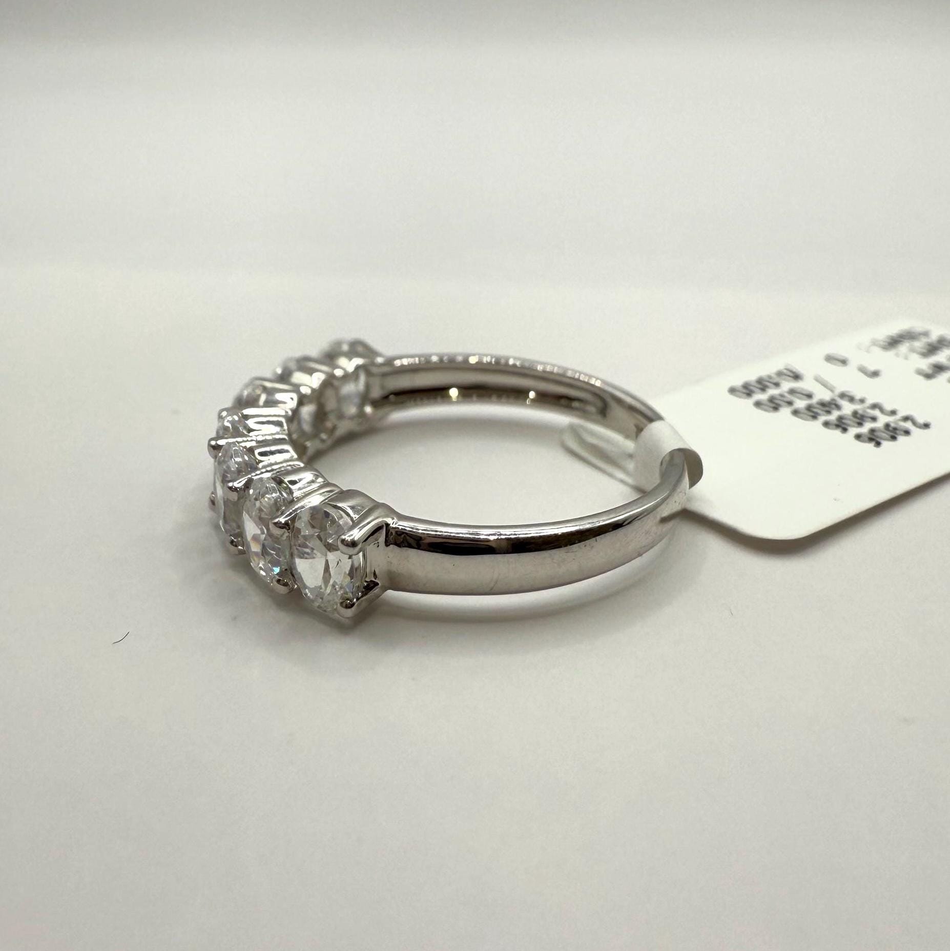 Oval Lab Grown Diamond Wedding Band: 14K Gold Half Eternity Anniversary Ring