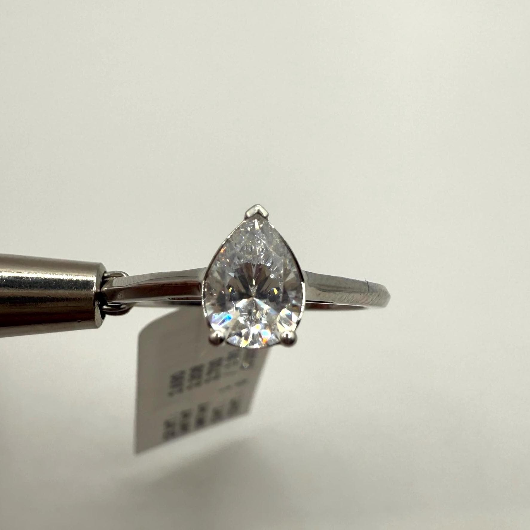 Pear Cut Lab Grown Diamond Ring: 14K Gold Solitaire Engagement Ring (IGI Certified)