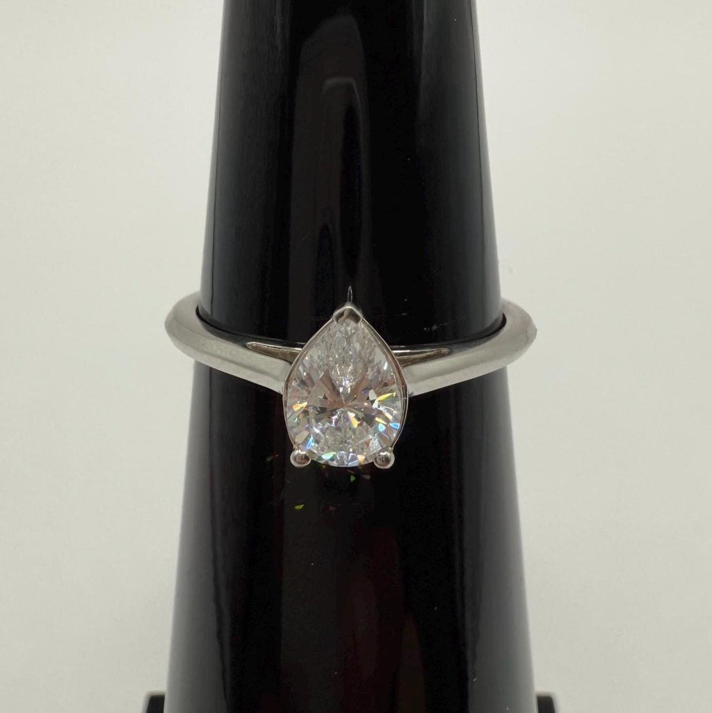 Pear Cut Lab Grown Diamond Ring: 14K Gold Solitaire Engagement Ring (IGI Certified)
