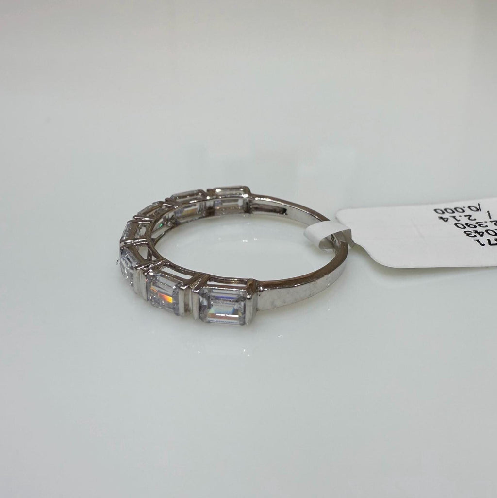 Emerald Cut Lab Grown Diamond Band: 14K Gold Half Eternity Ring