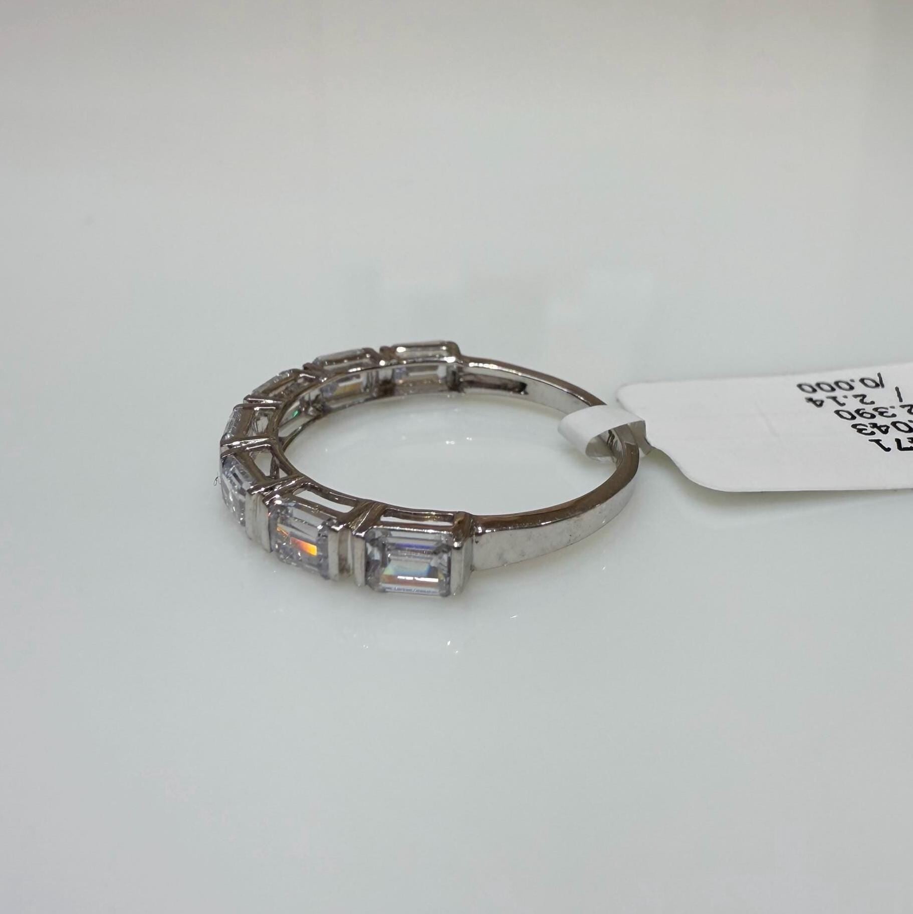Emerald Cut Lab Grown Diamond Band: 14K Gold Half Eternity Ring