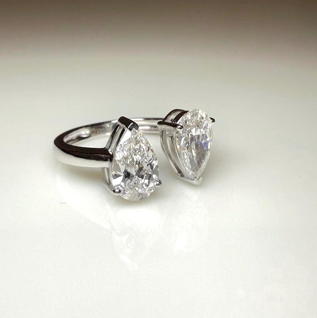 Lab Grown Diamond Toi et Moi Ring | 14K Gold Pear Cut Engagement Ring