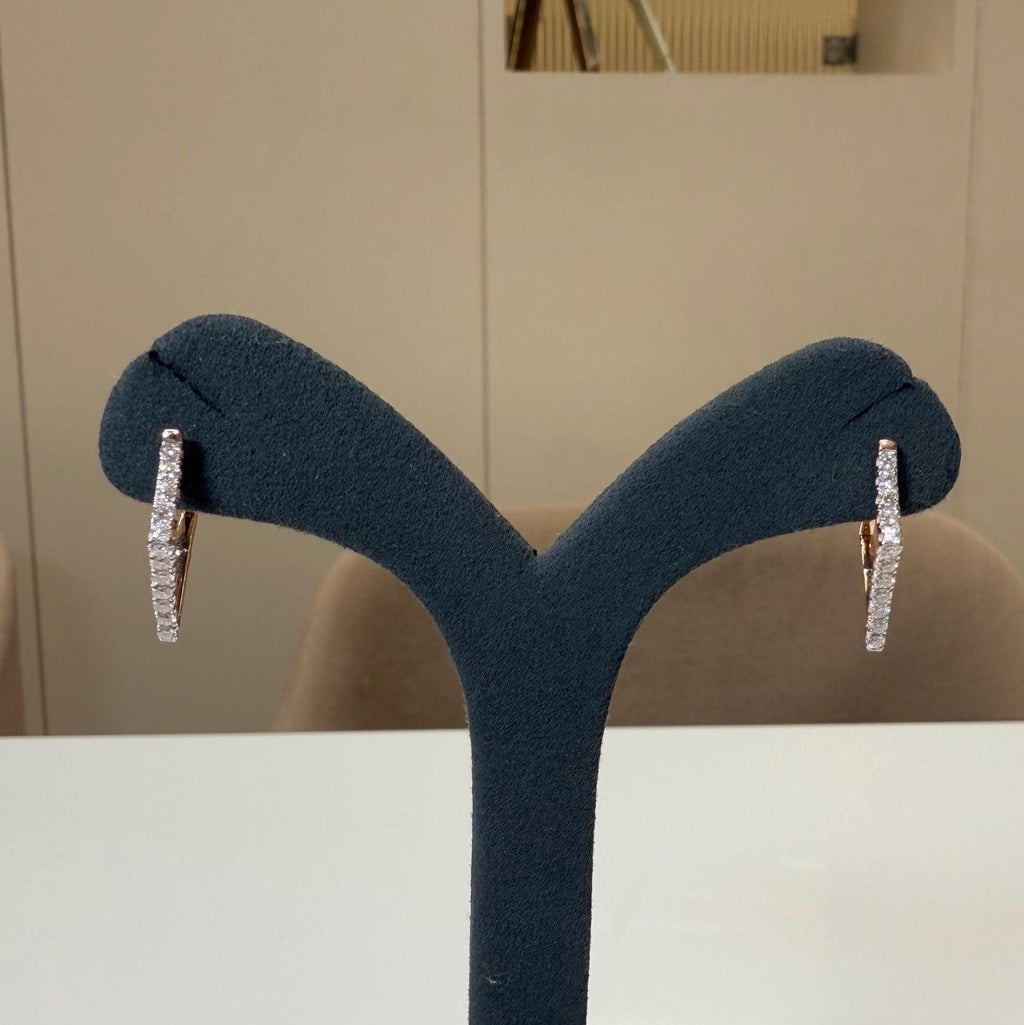 14K Gold Lab Grown Diamond Huggie Earrings: Geometric Dangle Hoops