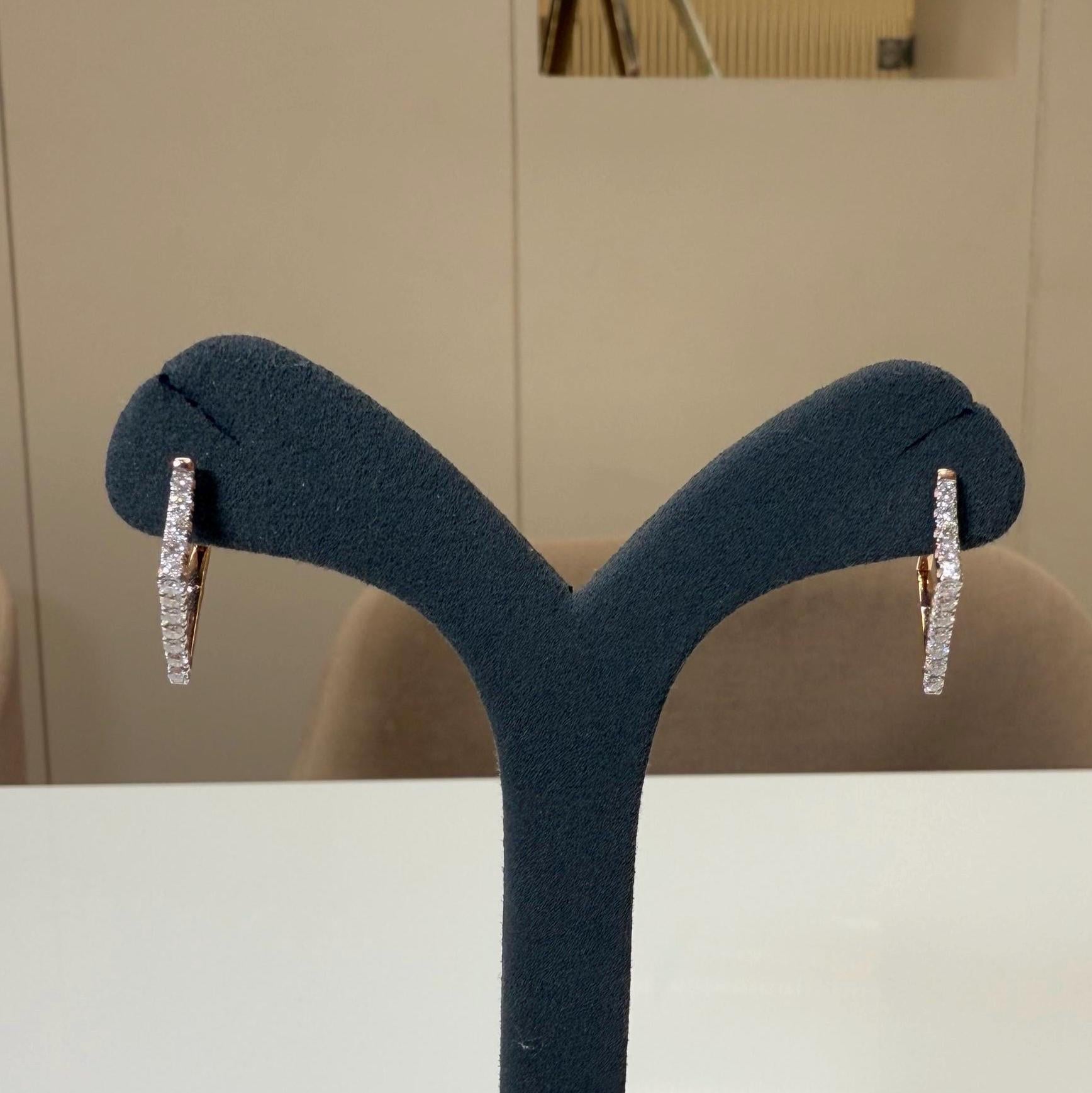 14K Gold Lab Grown Diamond Huggie Earrings: Geometric Dangle Hoops