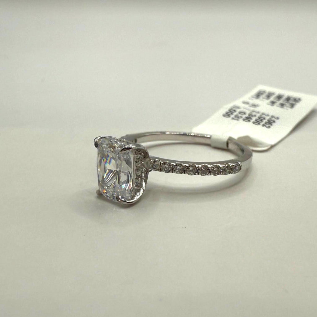 Elongated Cushion Lab Grown Diamond Ring | 14K Gold Hidden Halo Engagement Ring