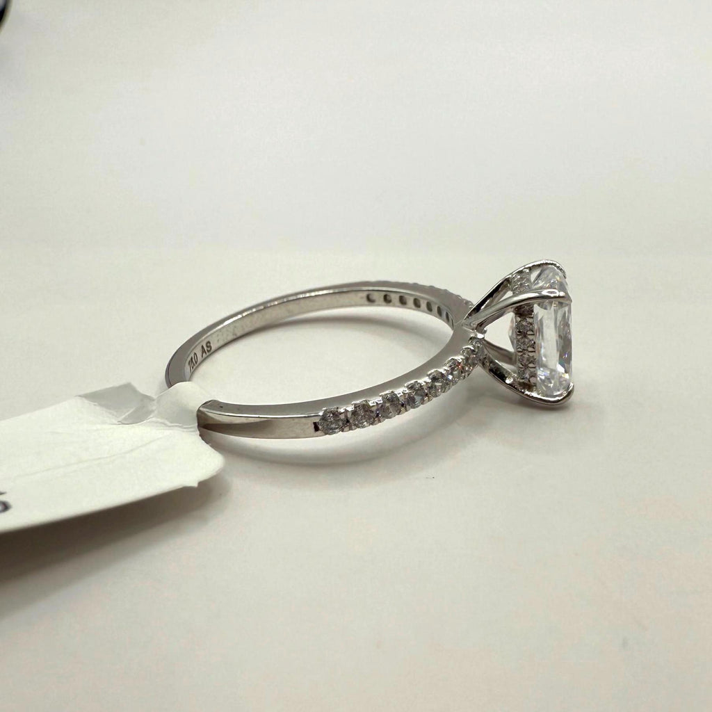 Elongated Cushion Lab Grown Diamond Ring | 14K Gold Hidden Halo Engagement Ring