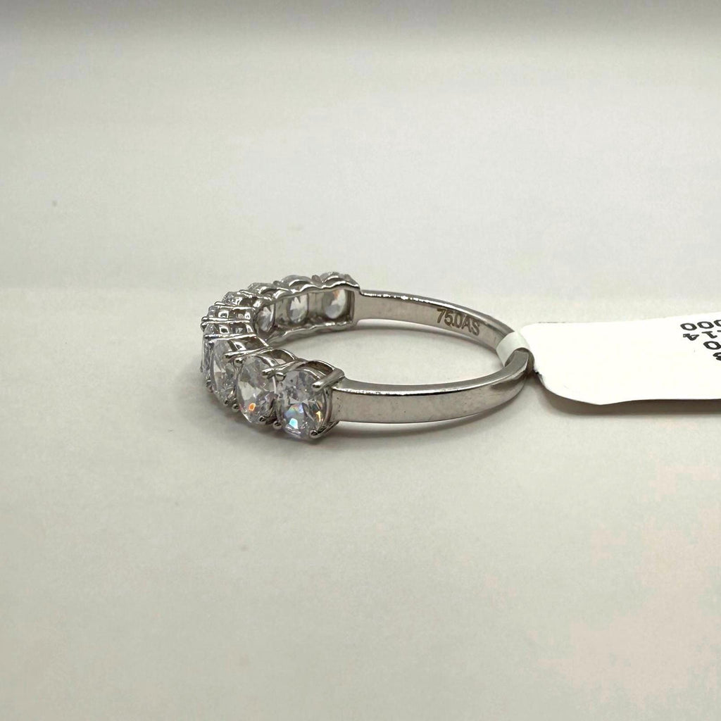 Oval Lab Grown Diamond Wedding Band: 14K Gold Half Eternity Ring