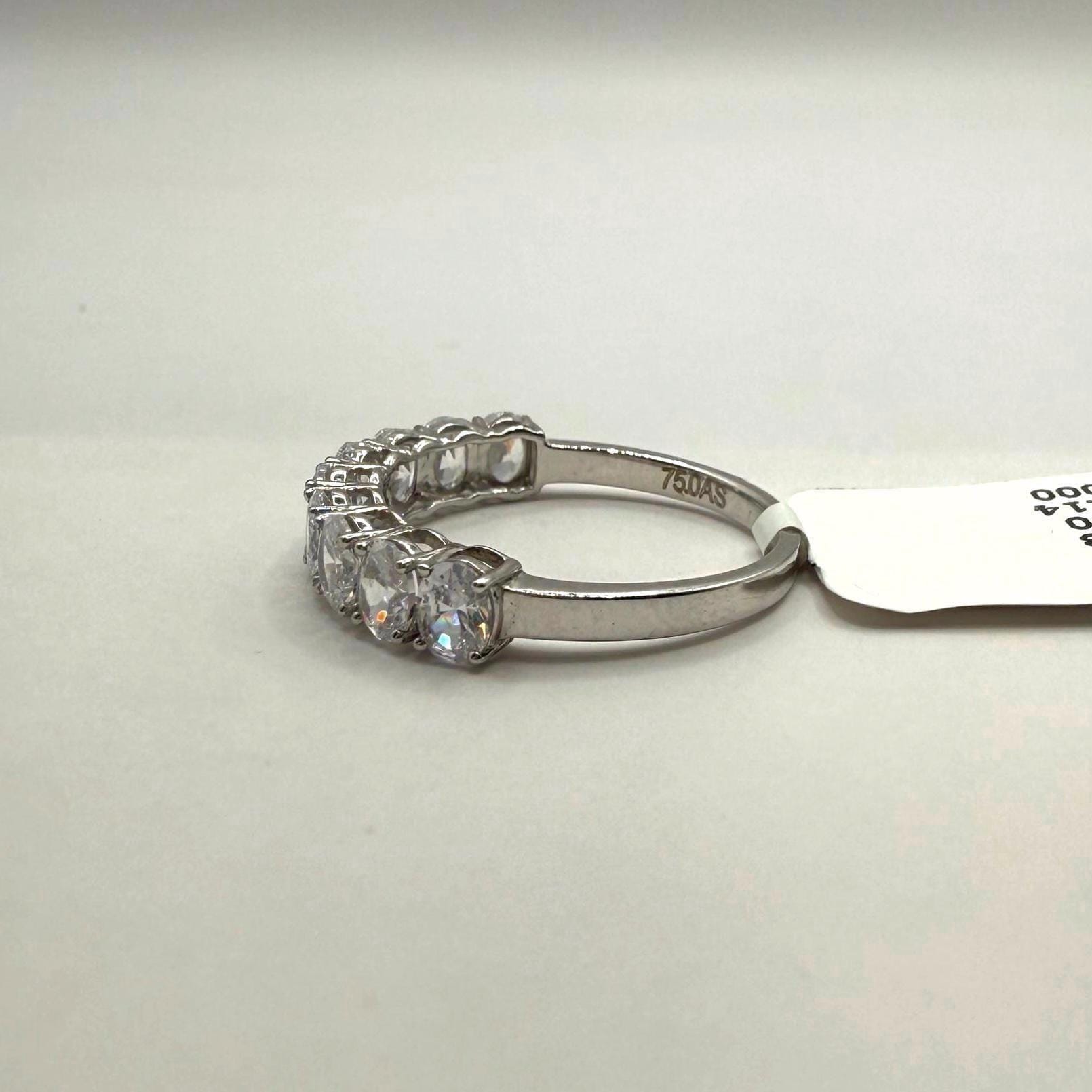 Oval Lab Grown Diamond Wedding Band: 14K Gold Half Eternity Ring