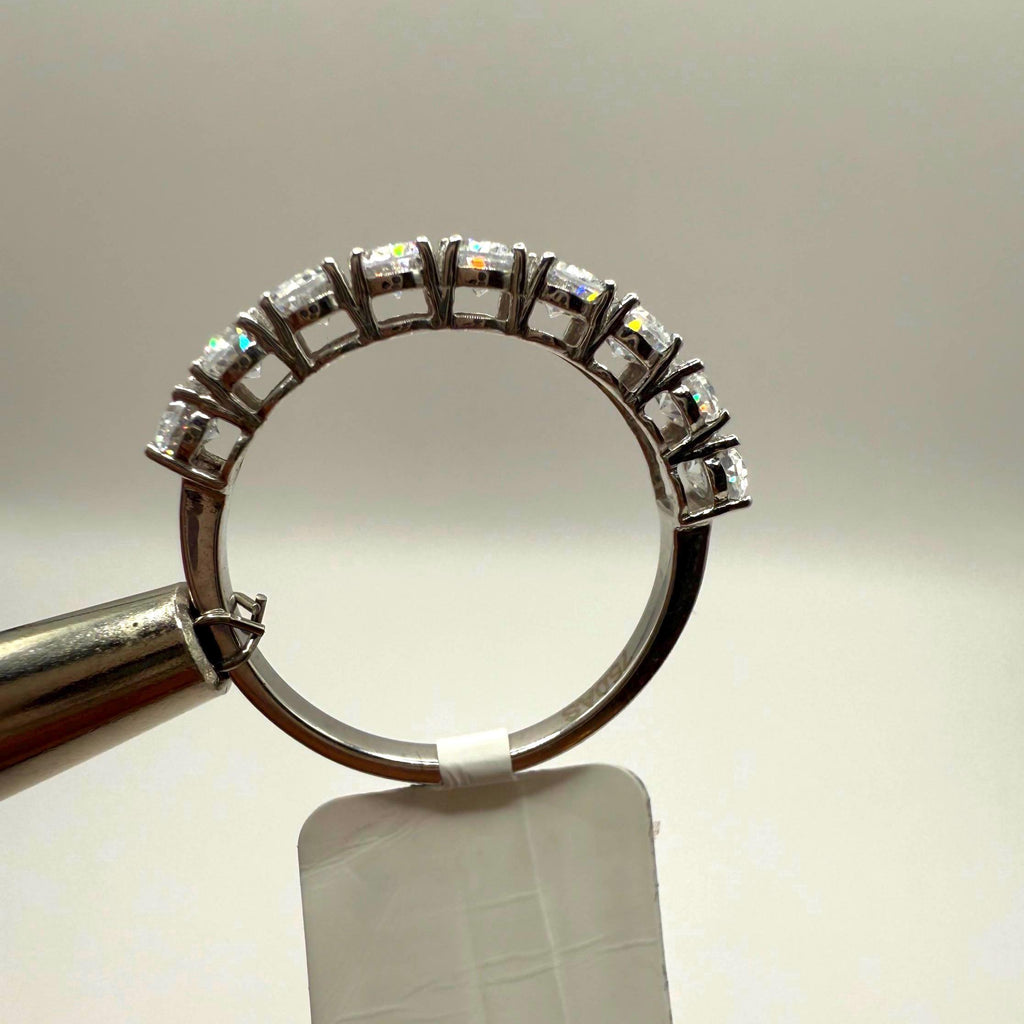 Oval Lab Grown Diamond Wedding Band: 14K Gold Half Eternity Ring
