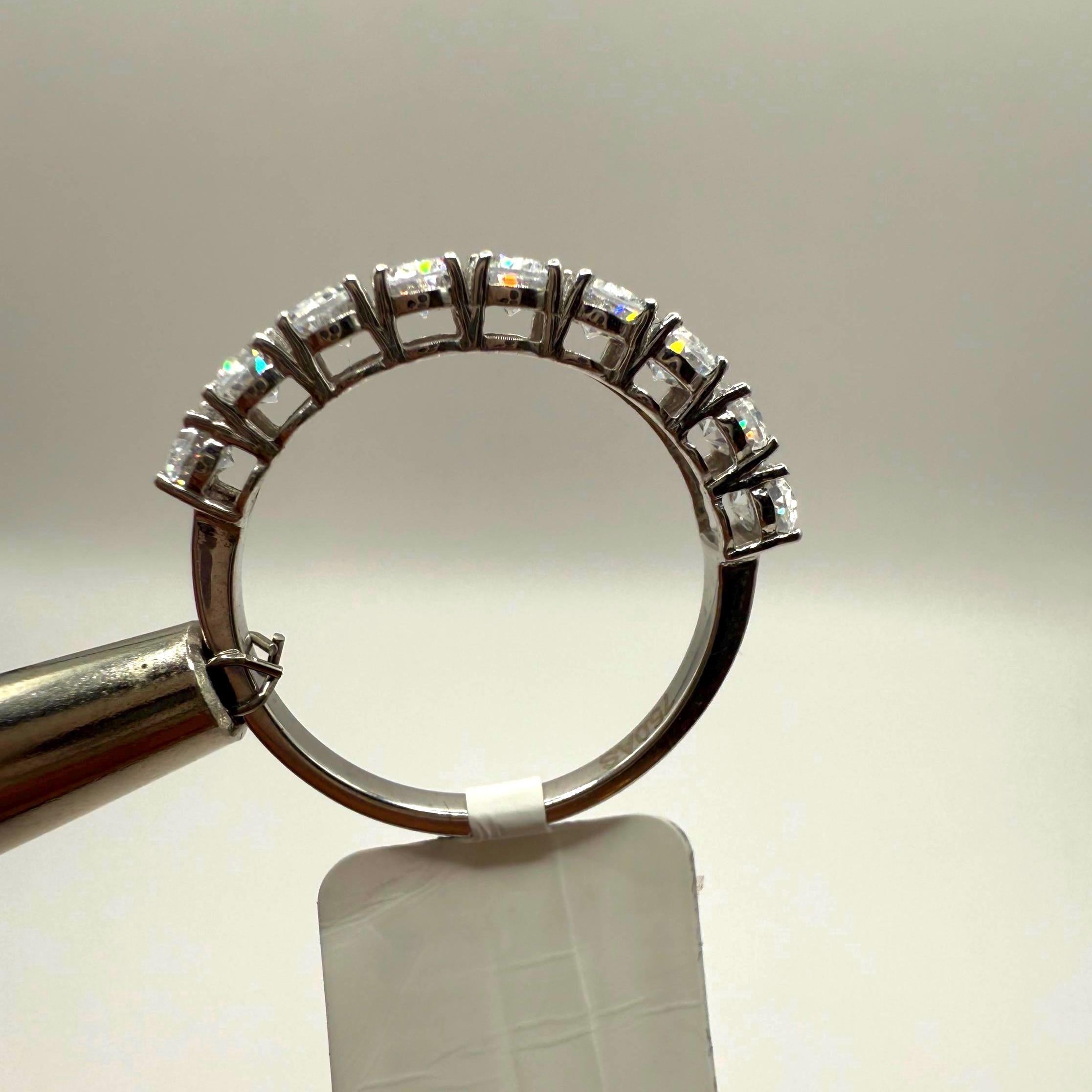 Oval Lab Grown Diamond Wedding Band: 14K Gold Half Eternity Ring