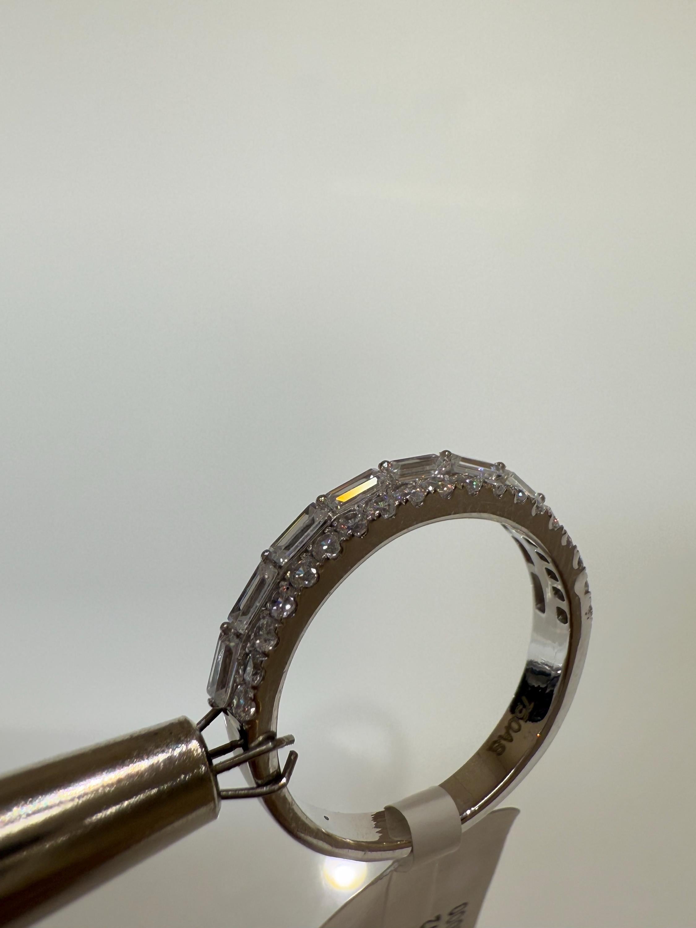 Lab Grown Diamond Wedding Band: 14K Gold Baguette & Round Half Eternity