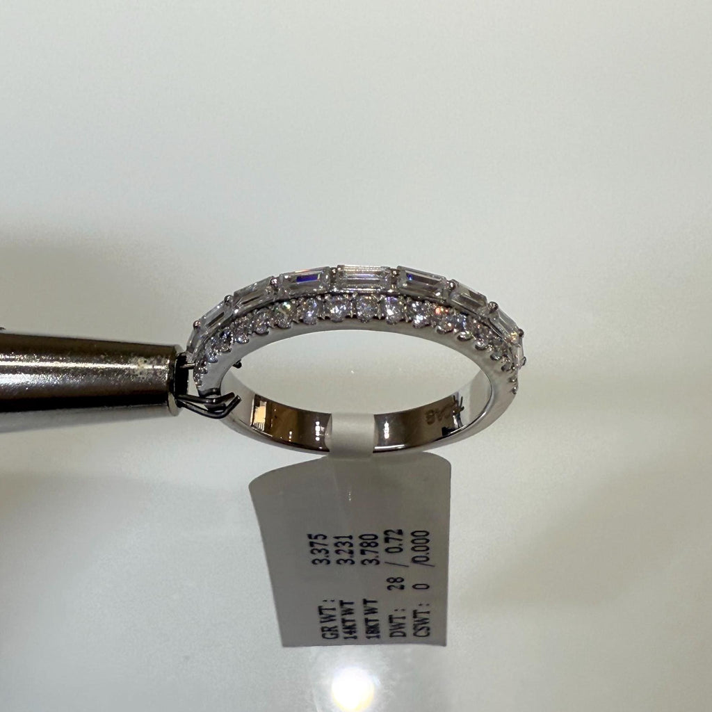 Lab Grown Diamond Wedding Band: 14K Gold Baguette & Round Half Eternity
