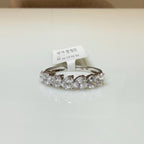 14K Gold Heart Cut Lab Diamond Wedding Band: 7 Stone Half Eternity Ring
