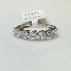 14K Gold Heart Cut Lab Diamond Wedding Band: 7 Stone Half Eternity Ring