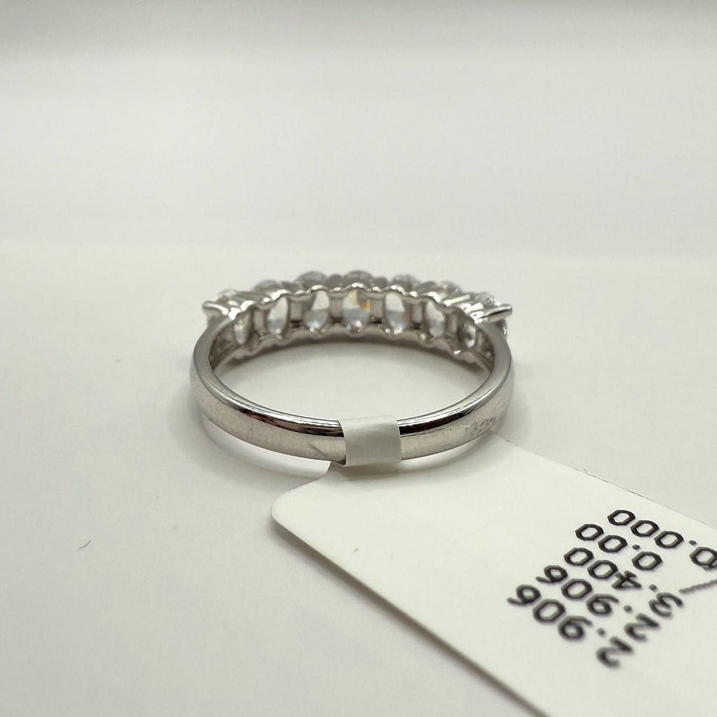 Oval Lab Grown Diamond Wedding Band: 14K Gold Half Eternity Anniversary Ring