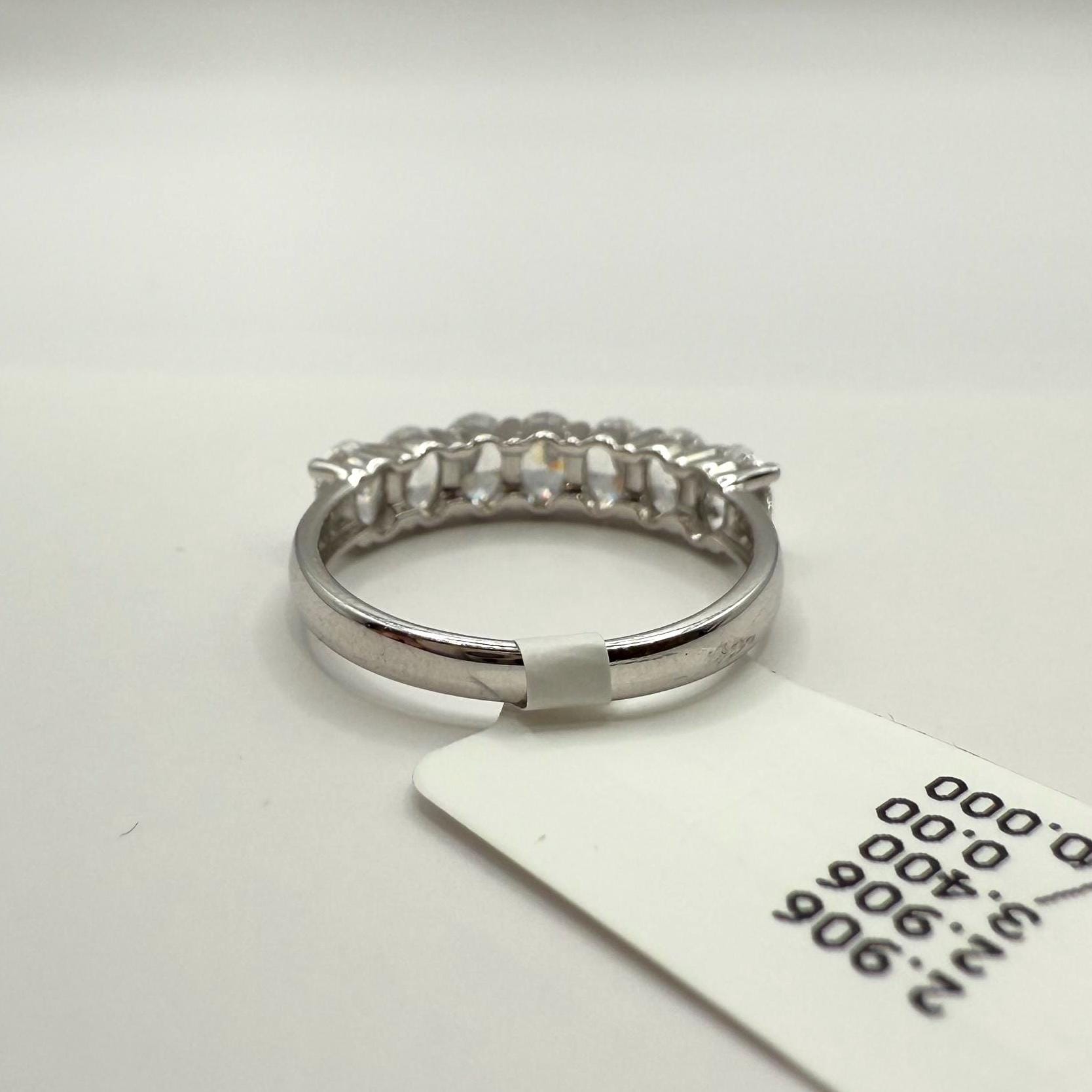 Oval Lab Grown Diamond Wedding Band: 14K Gold Half Eternity Anniversary Ring