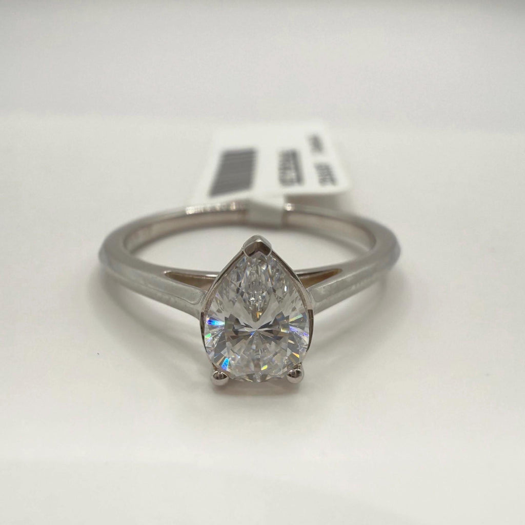 Pear Cut Lab Grown Diamond Ring: 14K Gold Solitaire Engagement Ring (IGI Certified)