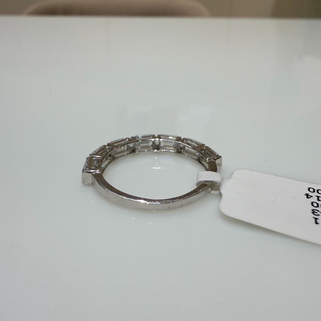 Emerald Cut Lab Grown Diamond Band: 14K Gold Half Eternity Ring