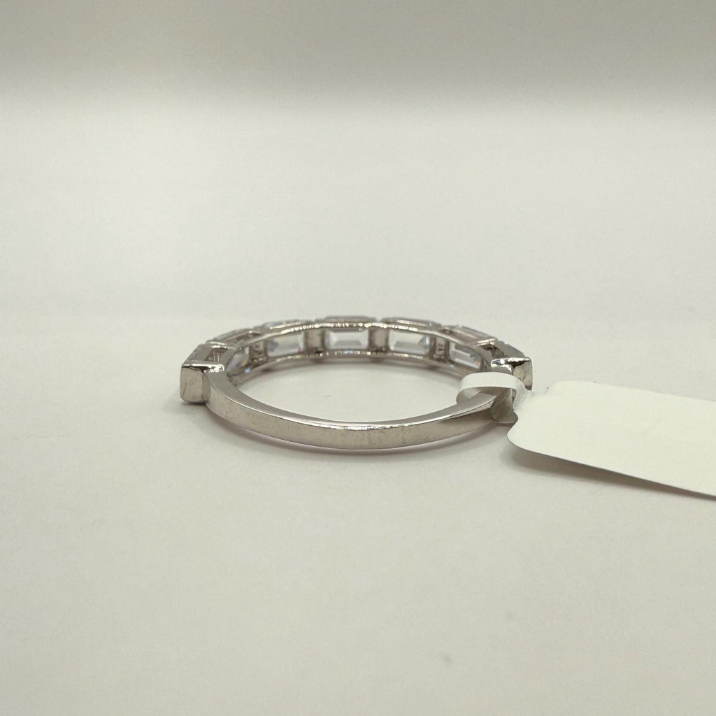 Emerald Cut Lab Grown Diamond Band: 14K Gold Half Eternity Ring