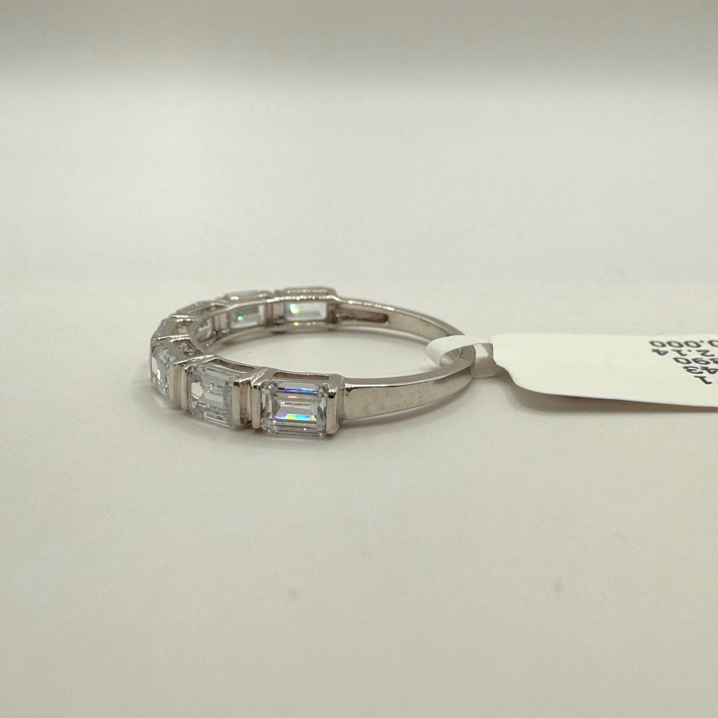 Emerald Cut Lab Grown Diamond Band: 14K Gold Half Eternity Ring