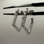 14K Gold Lab Grown Diamond Hoop Earrings: Geometric Dangle