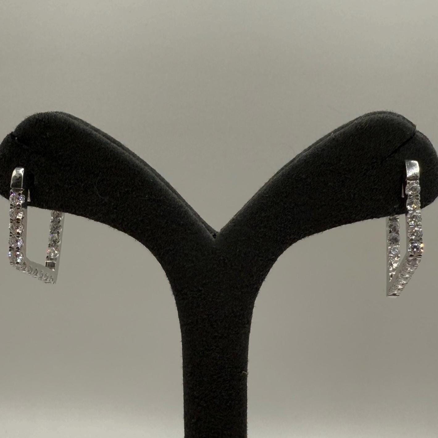 14K Gold Lab Grown Diamond Hoop Earrings: Geometric Dangle